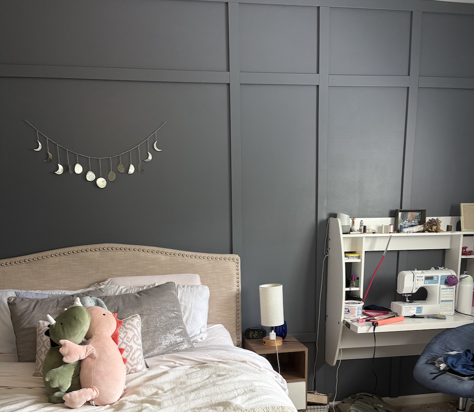 Bedroom and sewing workspace